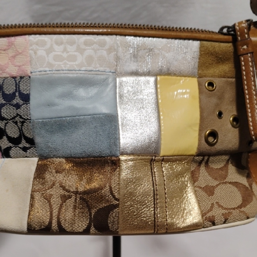 SALE! Authentic Coach Pastel Patchwork Small Vintage Y2K Shoulder Bag W Hangtag - Picture 15 of 16